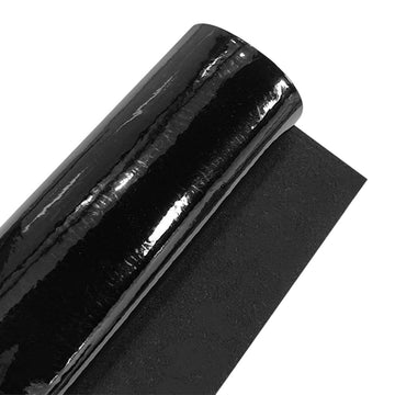 53 x 11.8 Inch Glossy Mirrored Faux Leather Roll 1mm Black PU Leather Sheet Smooth Solid Color Shiny Synthetic