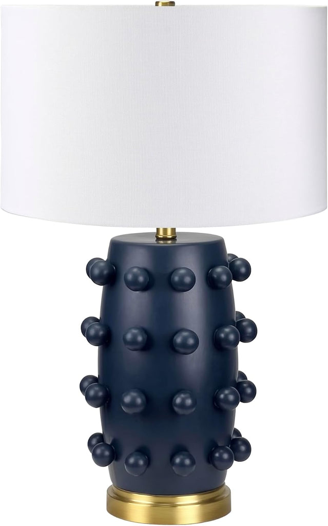 25.5'' Modern 1-Light Ceramic Table Lamp with Spherical Orbs on Lamp Body with White Fabric Drum Sha