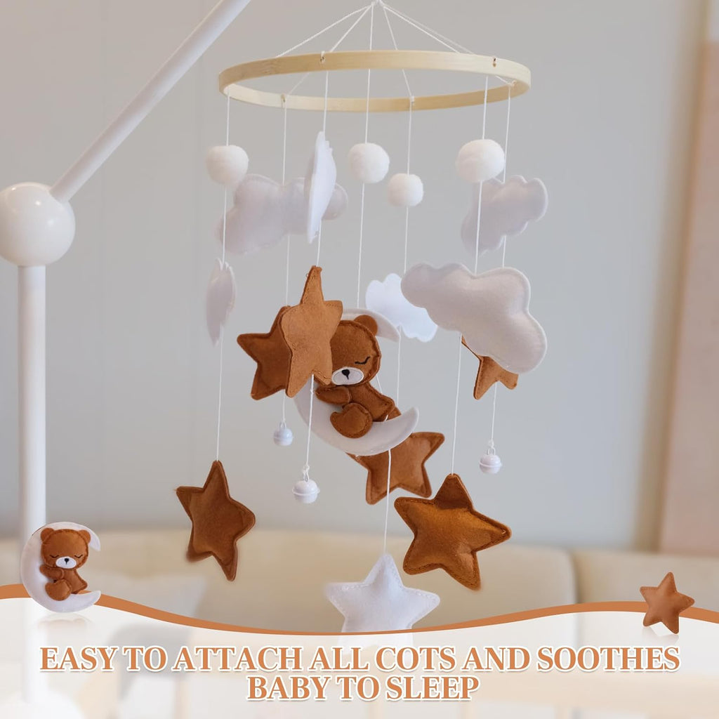 Baby Crib Mobile - Bear Mobile for Crib, Felt Cloud Nursery for Boys and Girls, Baby Bassinet Mobile Toy - Shower Set