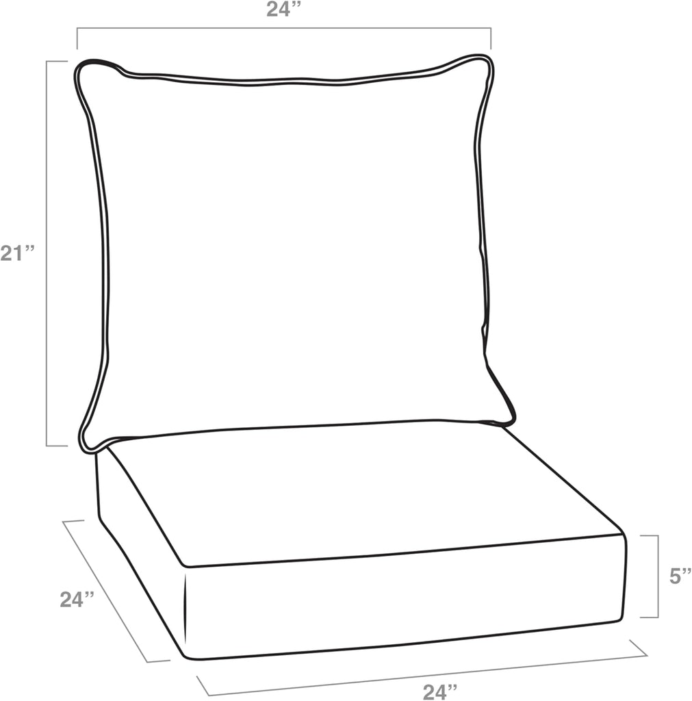 Outdoor Deep Seat Cushion Set, Foam, 24x24, Sapphire Blue | Sofa, Couch, Conversation Set, Premium High-Density Foam