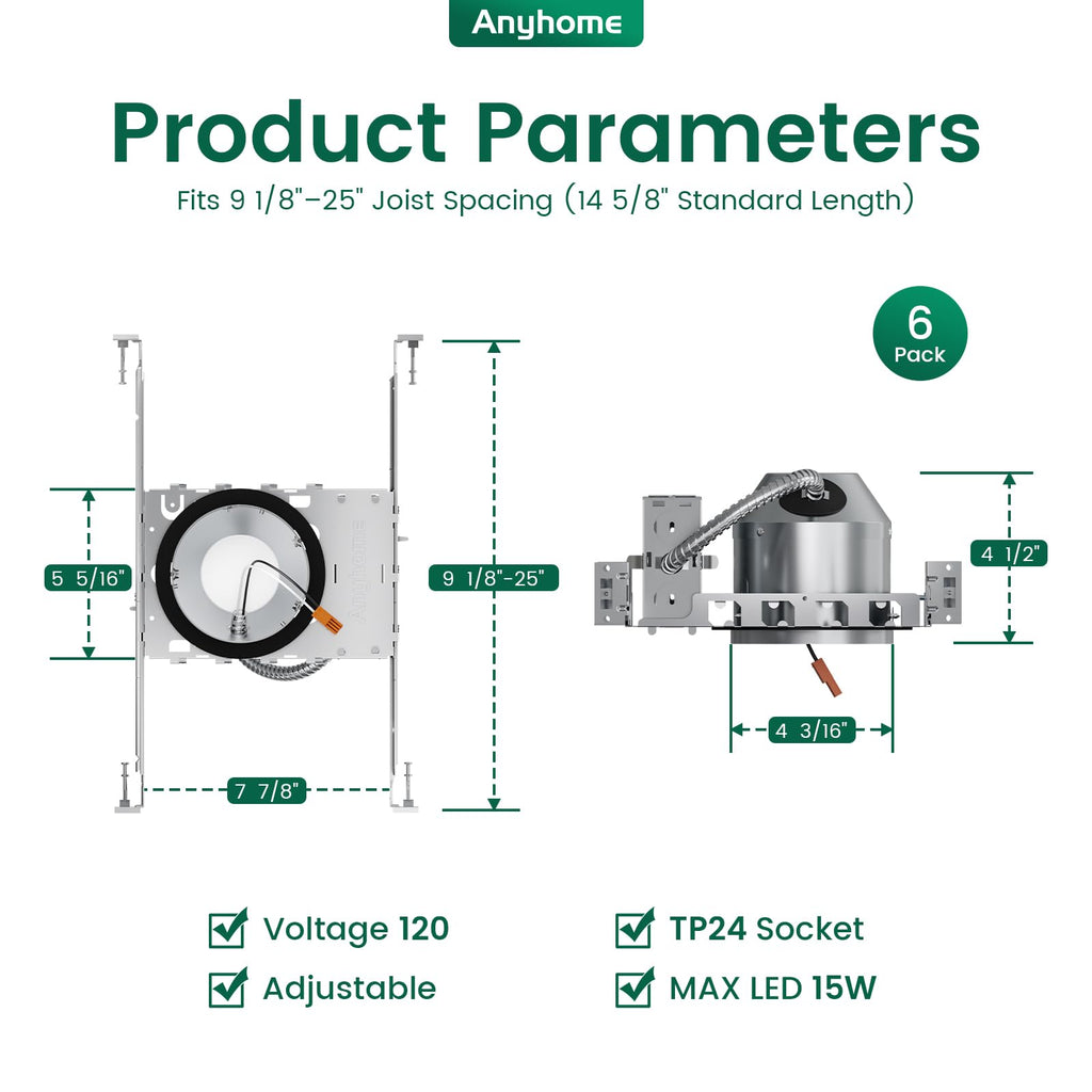 6 Pack 4 Inch Recessed Lighting Housing,Can Light Housing