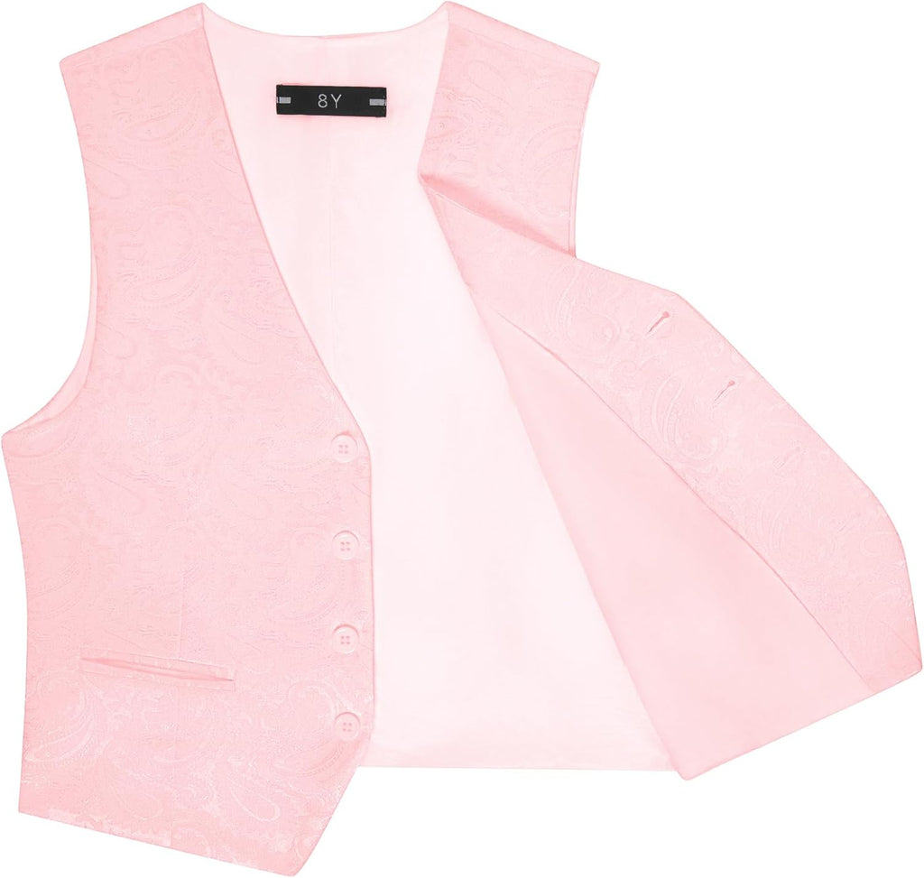 Boys Vest 4 Piece Paisley Boy Suit Vests Set for Kids Jacquard Waistcoat