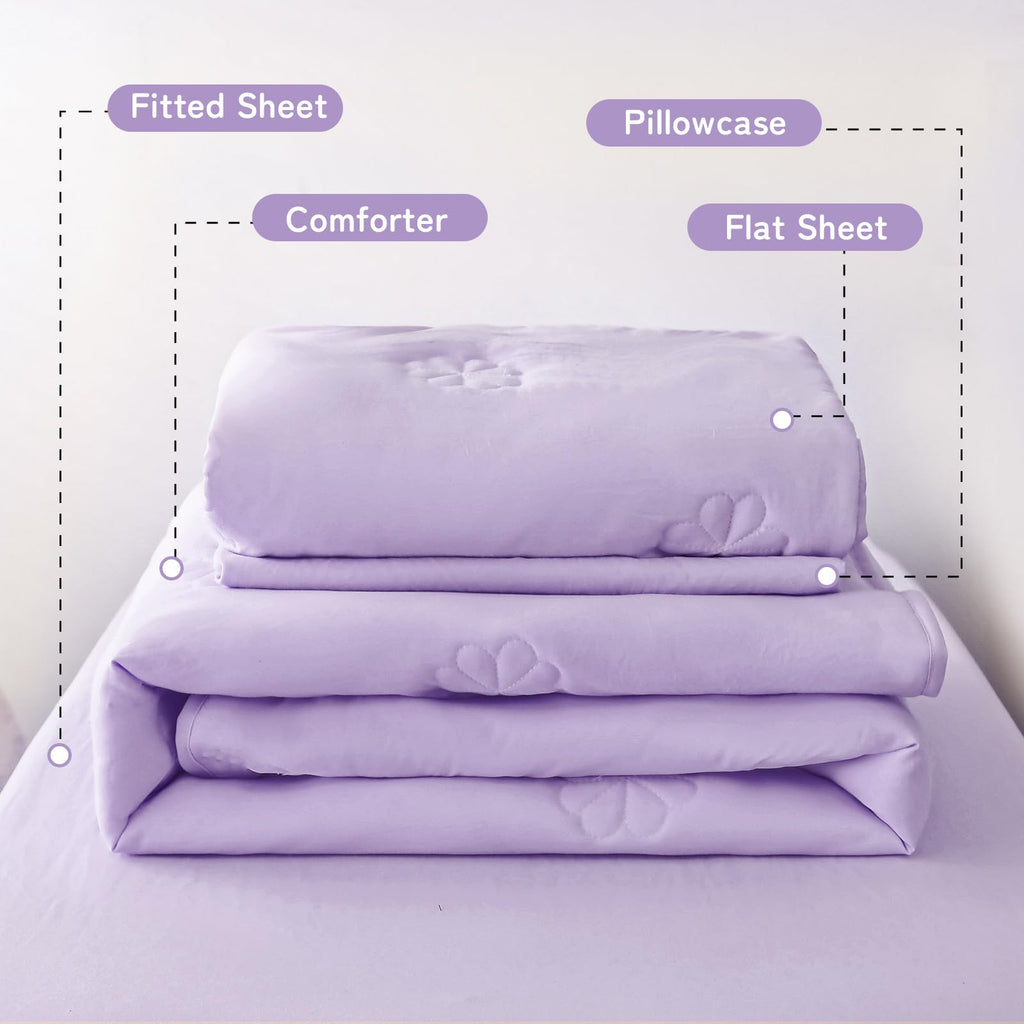 Toddler Bedding Set for Girls Boys Kids Comforter Set Light Purple