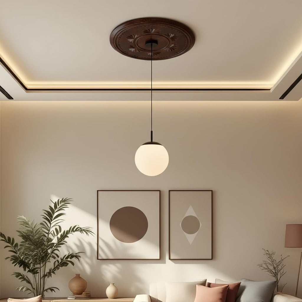 Handcrafted Wood Ceiling Medallion, Round Carved Pine Chandelier Medallion, Rustic Decorative Ceiling Light Cover for
