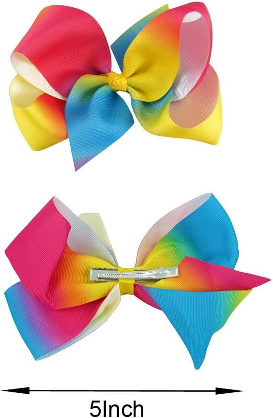Layered Ballet Tulle Rainbow Tutu Skirt for Little Girls Dress Up with Colorful Hair Bows