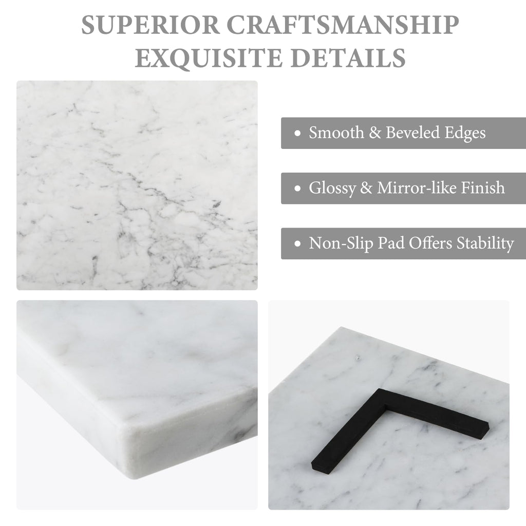 Italian Carrara Marble Cutting Board, 16x20inch Extra Large Hand Crafted Marble Slab for Cheese, Charcuterie, Pastry