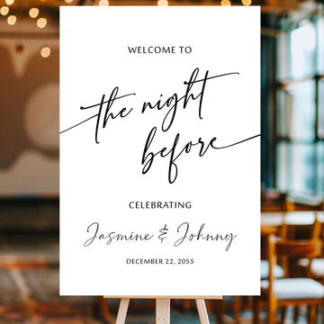 The Night Before Wedding Welcome Sign, Custom Rehearsal Dinner Sign with Photo, Minimalist Wedding Decor, The Night