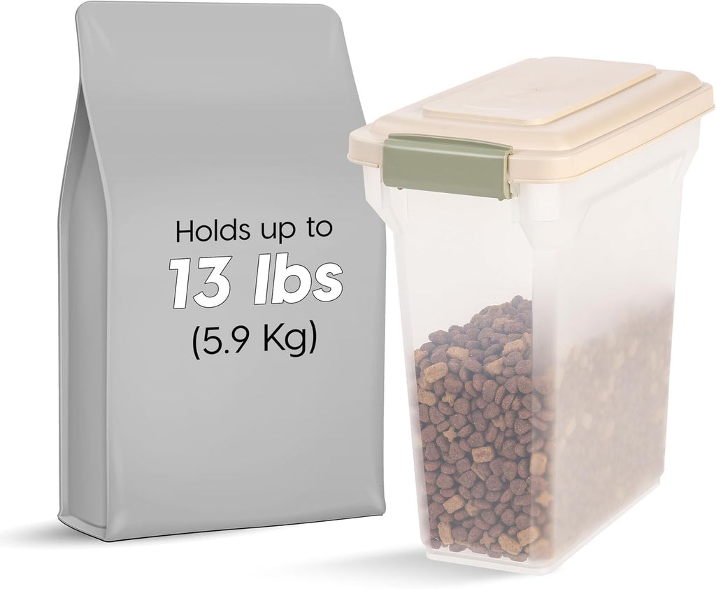 USA Dog Food Storage Container, Up to 13 lbs, Almond, Made in USA