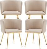 Velvet Dining Chairs Set of 4, Barrel Dining Chairs with Gold Metal Legs