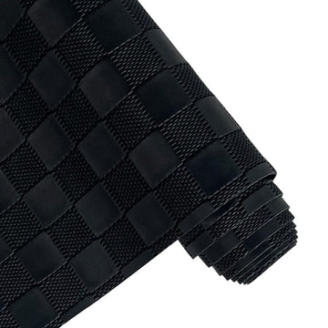 Black Plaid Embossed Synthetic Leather Crafts Vinyl Fabric 16"×54" Textured Faux Leather for Bags Decor Projects