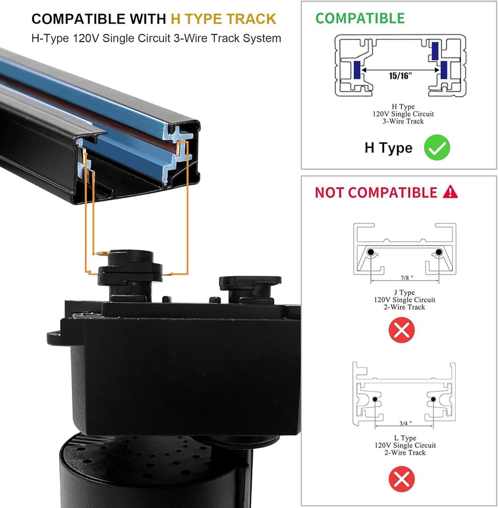 Plug‐in Track Lighting Kit with H‐Type 6000K Cool White 24 Heads