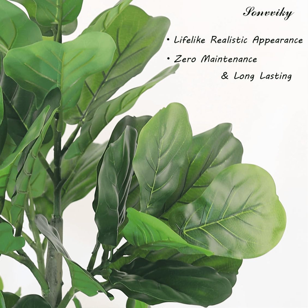 Artificial Tree 4FT Fiddle Leaf Fig Tree with Black Pot