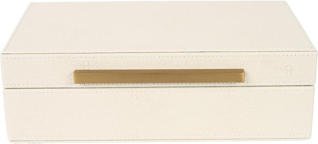 Beige Shagreen box Faux Leather Decorative Boxes,Keepsake And Memory Storage Decorative Boxes with Lids for Modern