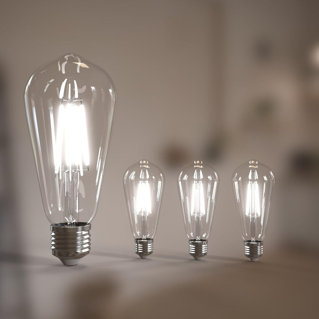 Edison Bulbs E26 LED Bulb 60 Watt Equivalent, Vintage LED Light Bulbs CRI90+ ST19, Dimmable Clear Light Bulbs (5000K