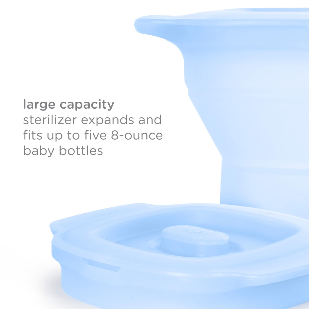 3-in-1 Collapsible Microwave Baby Bottle Sterilizer Wash Bin, Blue