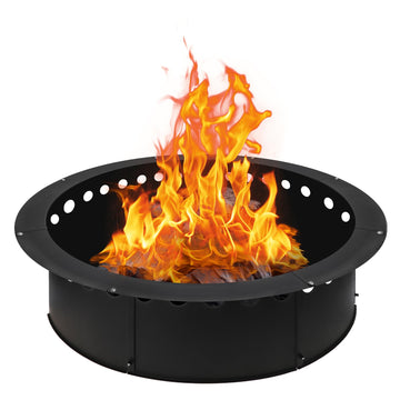 Outdoor Smokeless Fire Pit Ring 40 Inch Outer/36 Inch Inner Diameter, Heavy Duty Metal Round Liner Insert for Outside