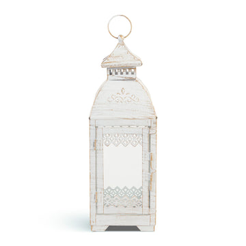 Vintage Victorian Candle Lanterns, Decorative Light Home Decor, 13" Tall, White Lace