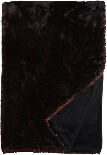 French Roast Faux Fur Throw Blanket Reversible Rustic Lodge Accent Cozy Plush 54 x 72 Inch USA Made