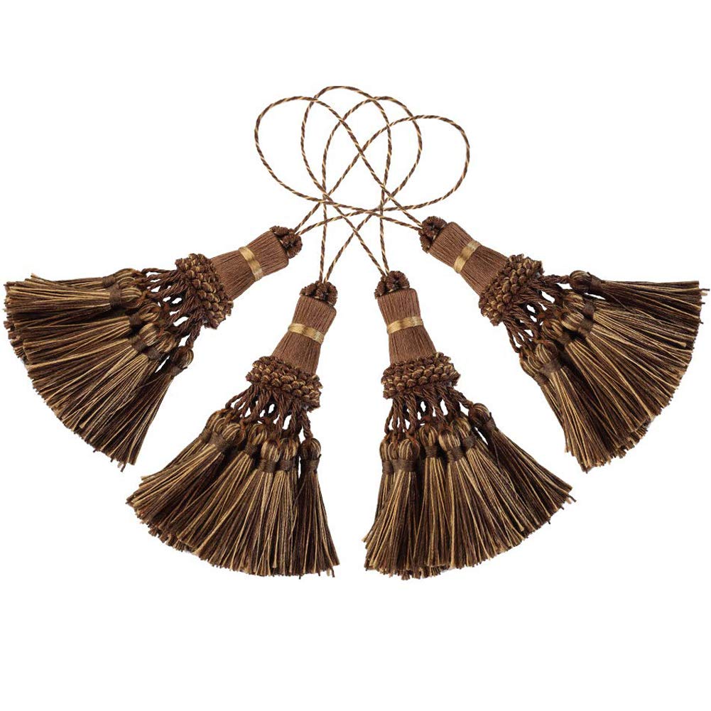 Key Tassel 4 Pack Dark Coffee Handmade Craft Tassels Charms