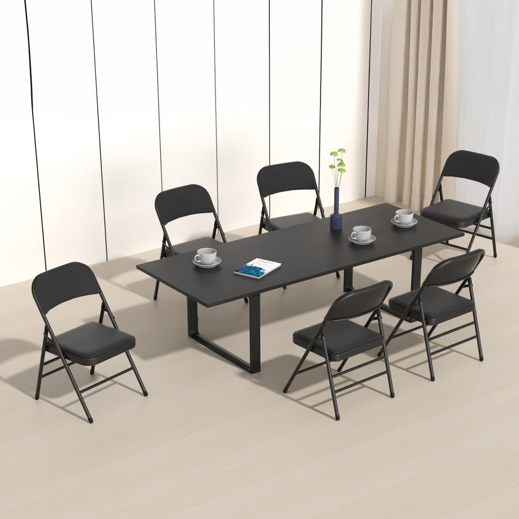 20 Pack Padded Folding Chairs with Fabric Cushion and Back, Charcoal Black