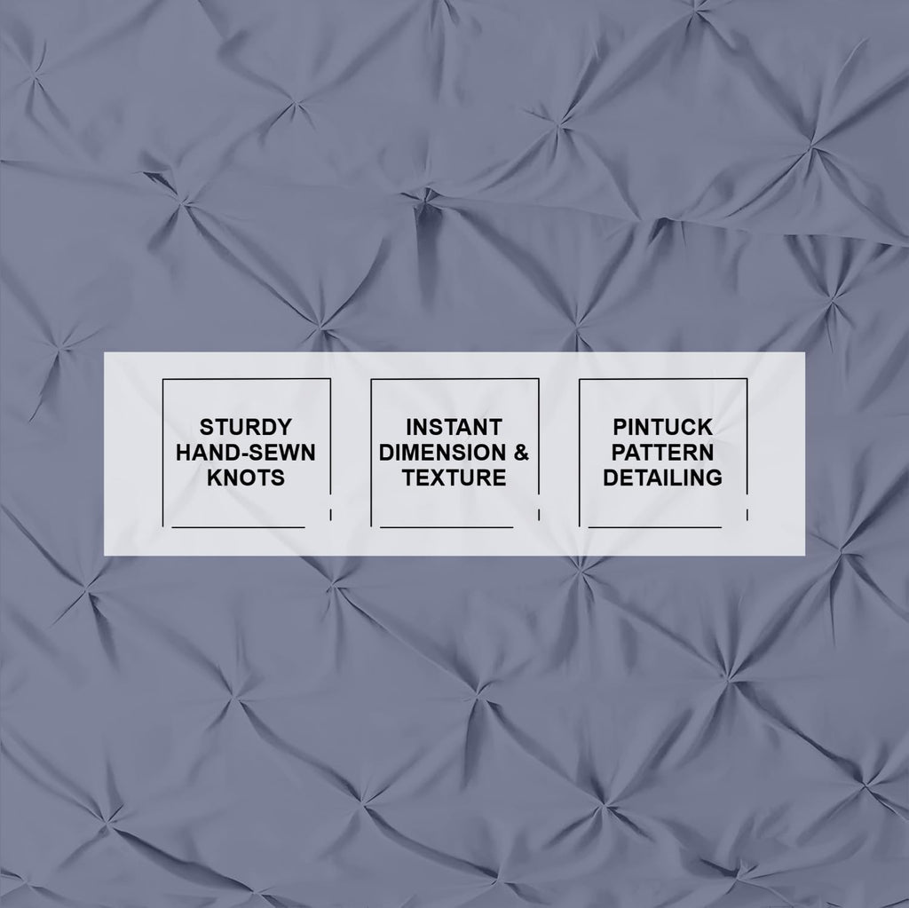 1 Pc King Size Pinch Pleated - Pintuck Duvet Cover Only- 100% Egyptian Cotton 600 TC Decorative Comforter