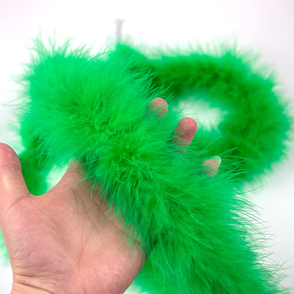 20g Green Fluffy Marabou Feather Boa for DIY Craft Sewing Trim Home Wedding Party Christmas Decoration - 2 Yards