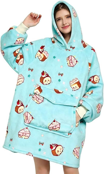 Wearable Hooded Blanket, Sweatshirt Hoodie for Women, Oversized Pullover Jacket Blanket with Front Pocket