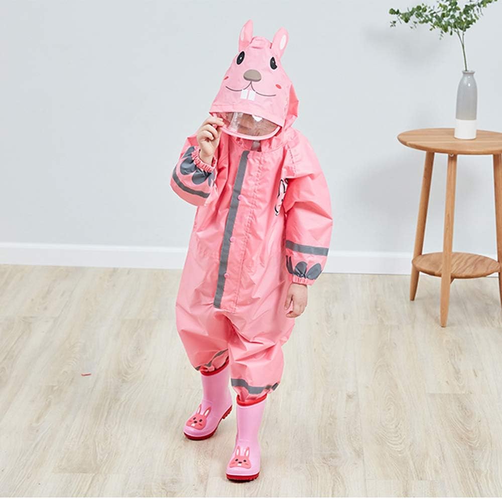 Toddler Rain Suit, Kids Muddy Play Buddies One Piece Hoodie Rain Jacket Coat Poncho Gear Coverall Baby Girl Boy