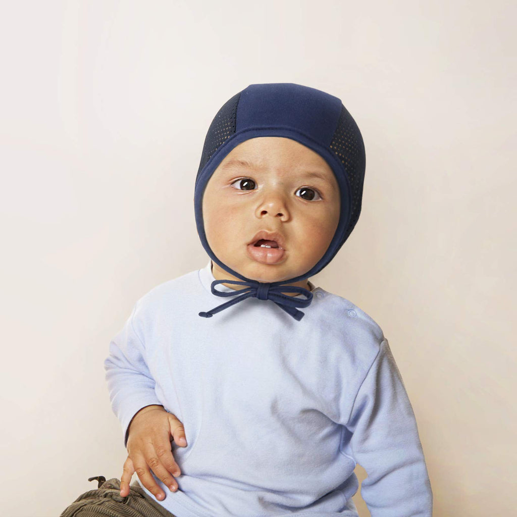 Baby Bonnet Breathable Mesh Pilot Cap - Pink & White, L