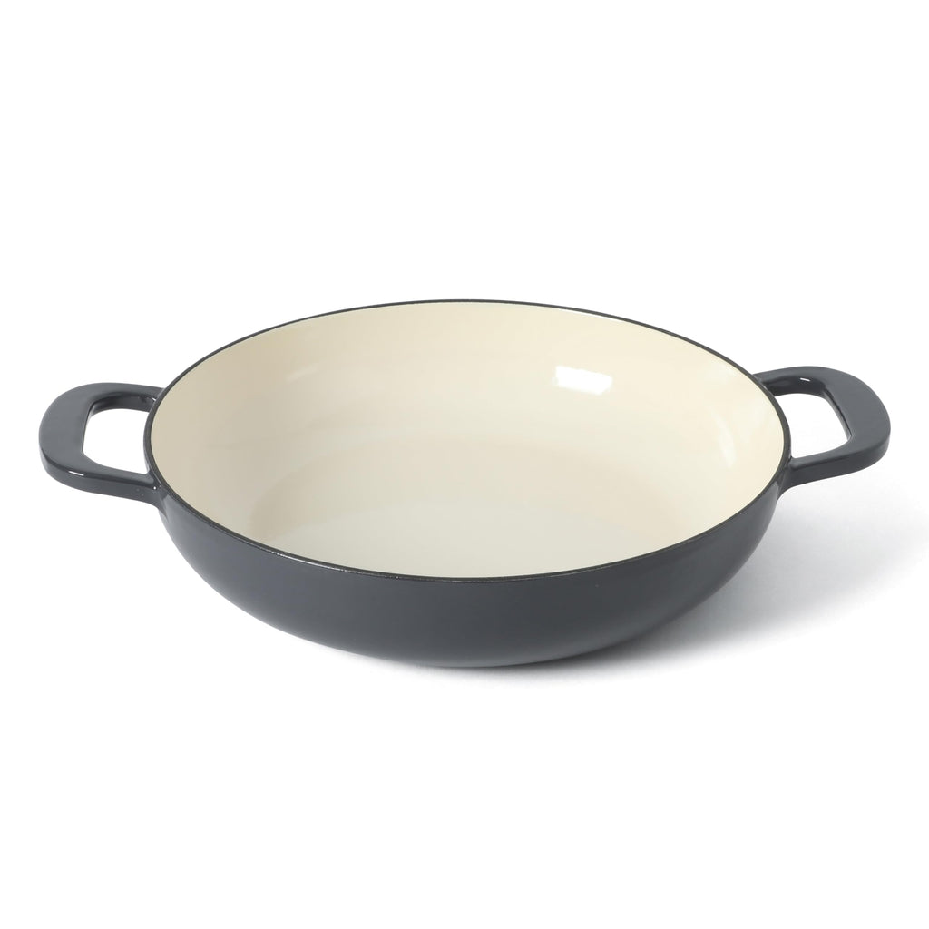 Gatwick Enameled Cast Iron Braiser with Lid, 3.5-Quart Braiser Pan for Stovetop & Oven, Cast Iron Braising Pan, Grey