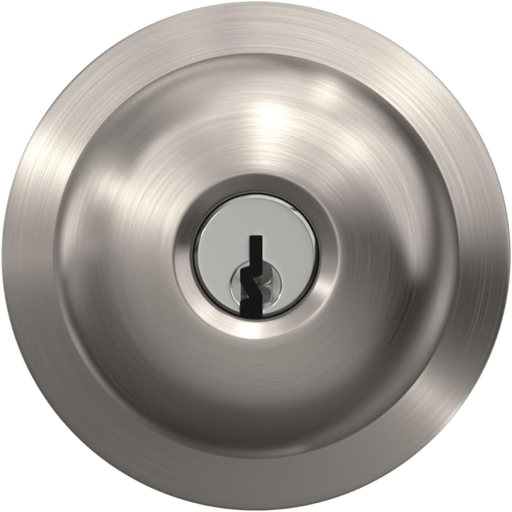 Plymouth Keyed Entry Door Knob, Interior/Exterior, Satin Nickel
