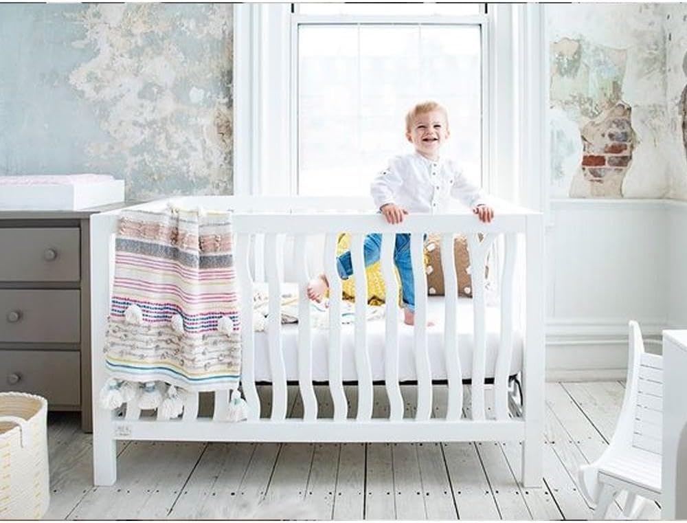 Crib Skirt Multi Ruffle, Dust Ruffle Adjustable Fit Standard Crib Nursery Mini Crib Toddler Breathable Skirt for Baby