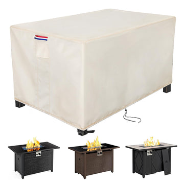Fire Pit Cover Rectangular Waterproof 600D, 13.8 x 7 x 6 Inch Beige