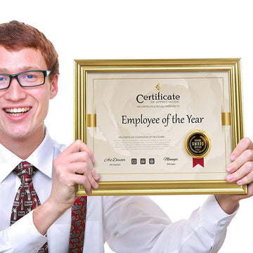 8.5x11 Diploma Document frames, Real Glass Fronts, 4 Pack Gold Certificate Frames for Wall Or Tabletop Display, Diploma