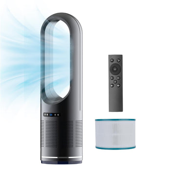 Tower Fan, 31.5Inch Cooling Bladeless Fan with HEPA Filter 99.97%, 2 IN 1 Floor Fan Combo 80° Oscillating with
