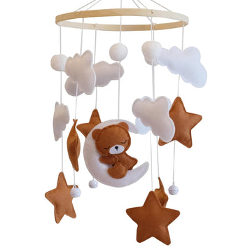 Baby Crib Mobile - Bear Mobile for Crib, Felt Cloud Nursery for Boys and Girls, Baby Bassinet Mobile Toy - Shower Set