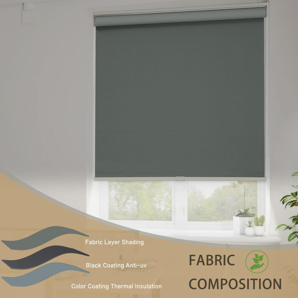 Blackout Roller Shades for Indoor Windows, Cordless Roller Blinds, Free-Stop Roll Up Shades with Thermal Insulated, Uv