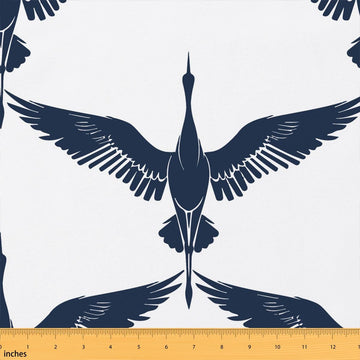 Red Crowned Crane Upholstery Fabric for Chairs, Japanese Bird Fabric By The Yard, Cartoon Wildlife Decor Fabric, Wild