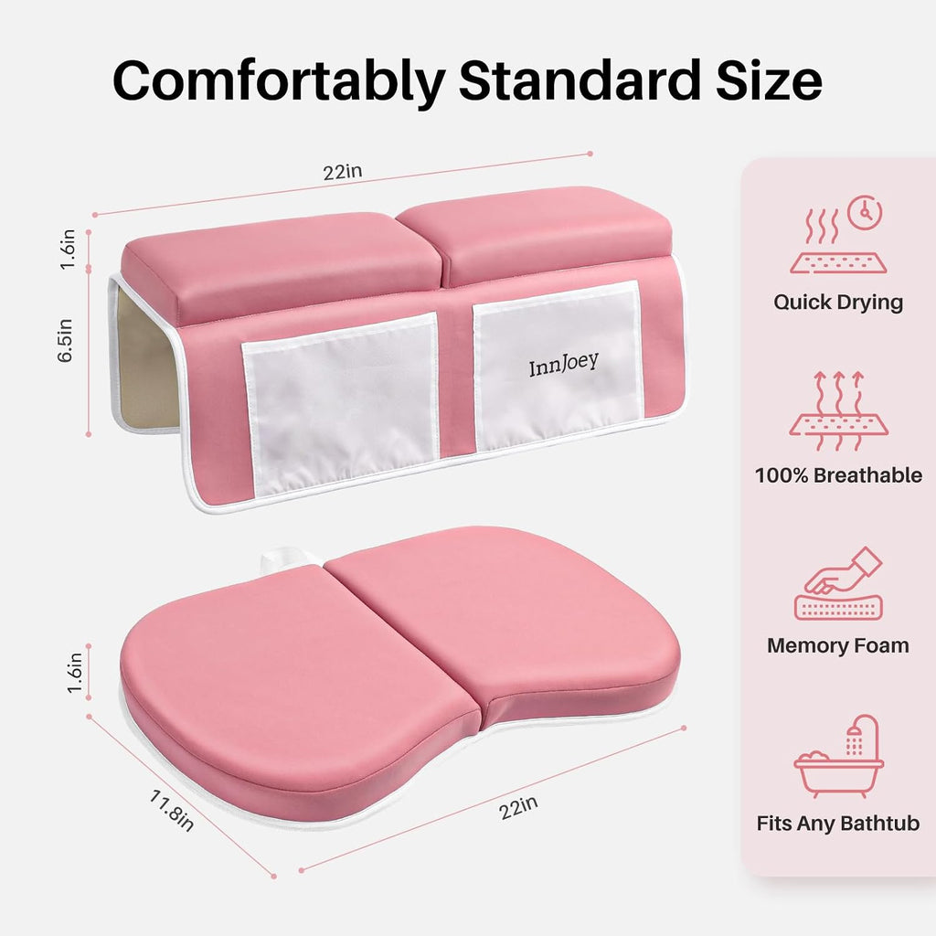 Odor-Free Baby Bath Kneeler and Elbow Rest Pad Set, 1.6'' Thick, Quickly Dry, Bathtub Kneeler Pad with Baby Toys &