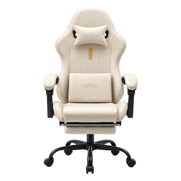 Gaming Chair with Footrest Ergonomic Computer Chair Massage Lumbar Cushion, Racing Video Game Chair Adjustable Rocker