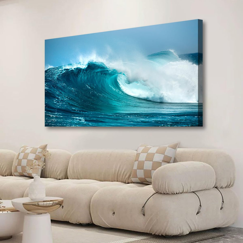 Sea Waves Wall Art Bedroom Office Paintings Large Blue Beach Wall Art Pictures Artwork Nature Ocean Canvas Wall Art