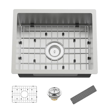 20x16 Inch Undermount Kitchen And Bar Sink, Stainless Steel, Single Bowl