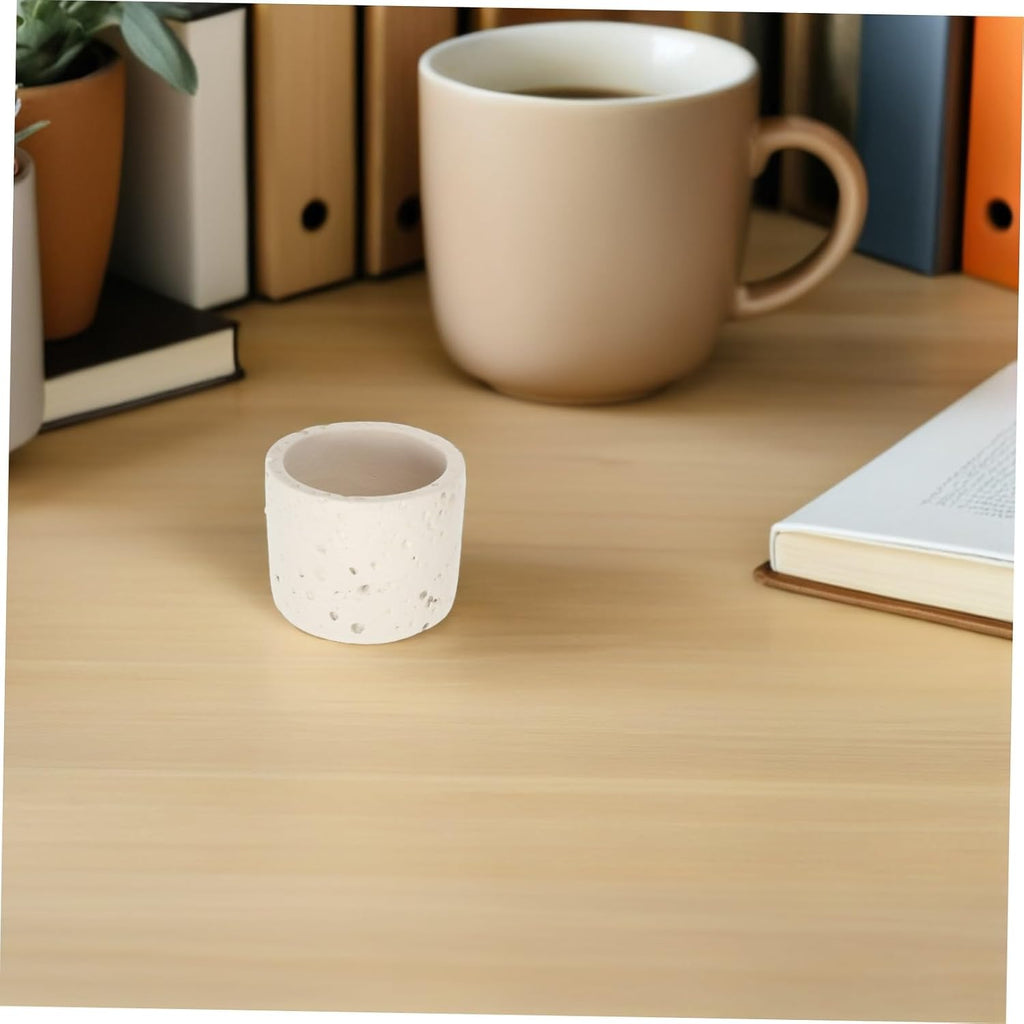 Concrete Match Holder for Fireplace and Candle Use, Minimalist Empty Cement Match Canister with 2.76in Diameter