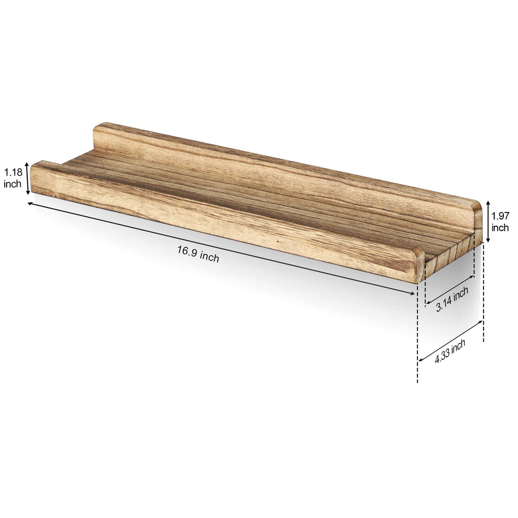 Floating Shelves for Wall, 16.9 inch Wood Wall Shelves with Ledge, Floating Shelf Picture Ledge Set of 3 Bedroom
