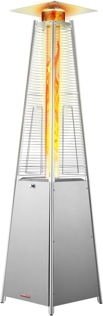 Patio Heater for Outdoor Use, 48000BTU Pyramid Propane Heater w/Wheels, Quartz Glass Tube Outdoor Patio Flame Heater