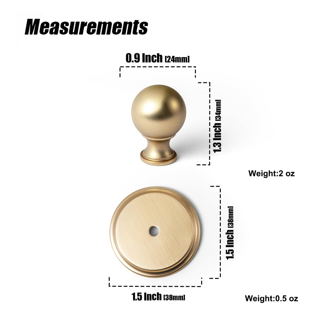 6 Pack Champagne Bronze Cabinet Knobs with Medallion Rosette Backplate, Solid Zinc Alloy Round Drawer Knobs, Luxury