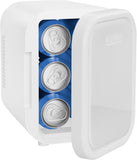 Portable Mini Fridge - Fits 6 x 12 oz Cans, Cooler and Heater Mini Fridge for Bedroom, Car, Office, Dorm and Skincare