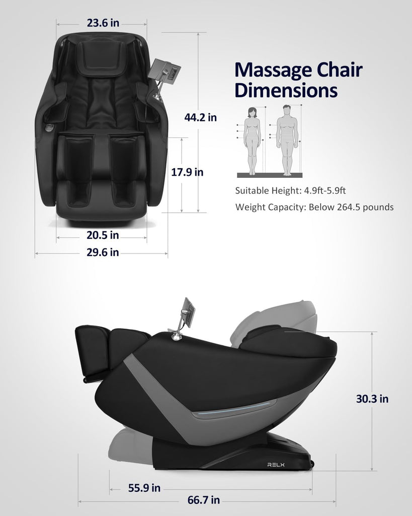 Massage Chair Full Body, Shiatsu, Airbag Massage, SL-Track, Black | Zero Gravity Massage Chair with 13 Modes, Body