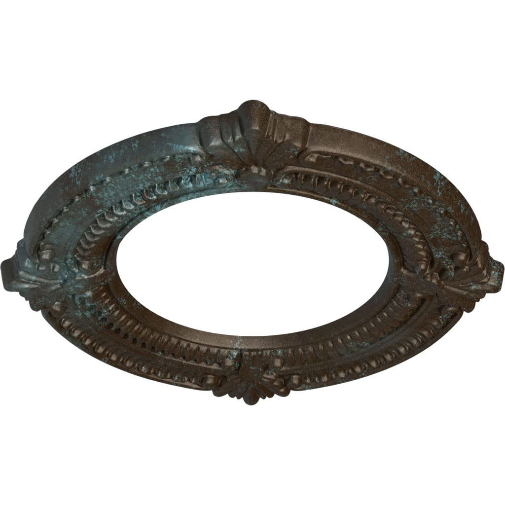 11-1/8" x 6-1/8" x 5/8" Benson Ceiling Medallion, Bronze Blue Patina