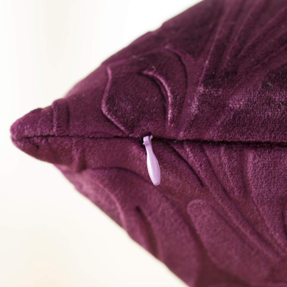 Embossed Velvet Throw Pillow Cover-(14" x 14", C14 Deep Purple)